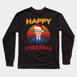 Vintage Joe Biden Halloween Happy Christmas Santa Hat Long Sleeve T-Shirt